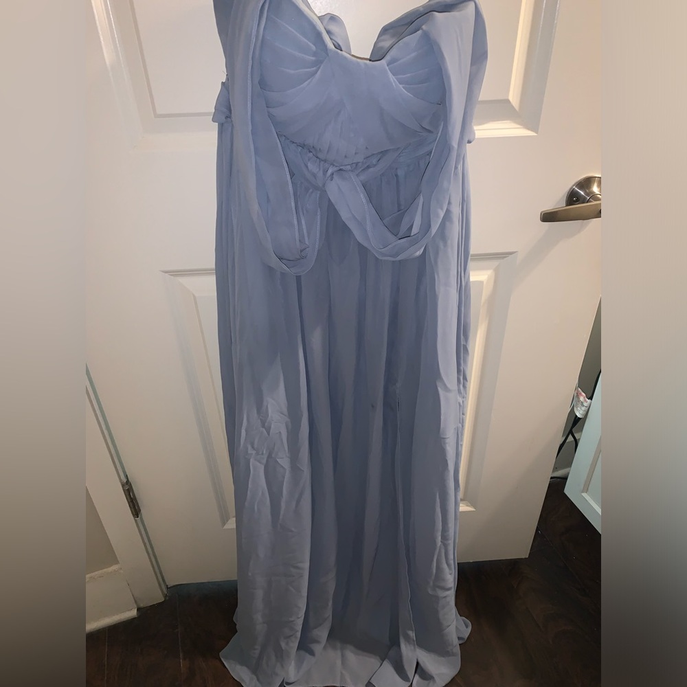 Birdy Grey Dusty Blue Strapless Chiffon Maxi Dress